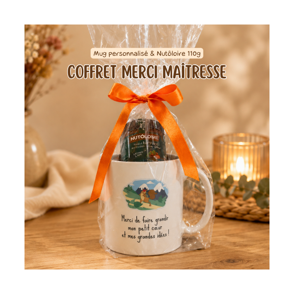 Coffret Merci Maîtresse - Mug personnalisé & Nutôloire 110g