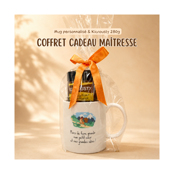 Coffret cadeau maîtresse personnalisé - Mug & Kicrousty 280g